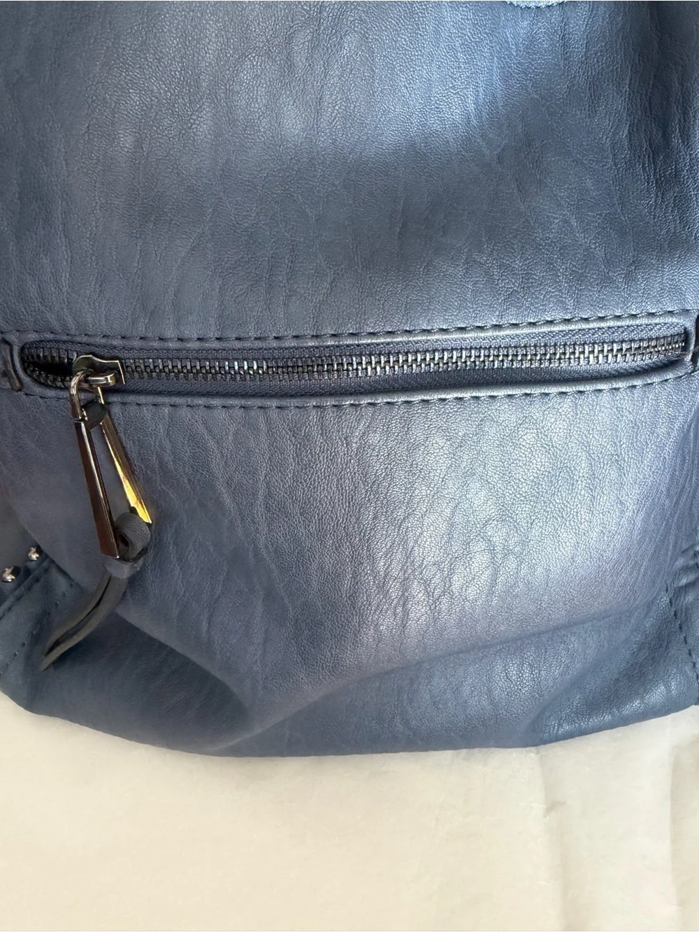 Jessica Simpson Navy Blue Leather Stud-Trim Hobo Bag